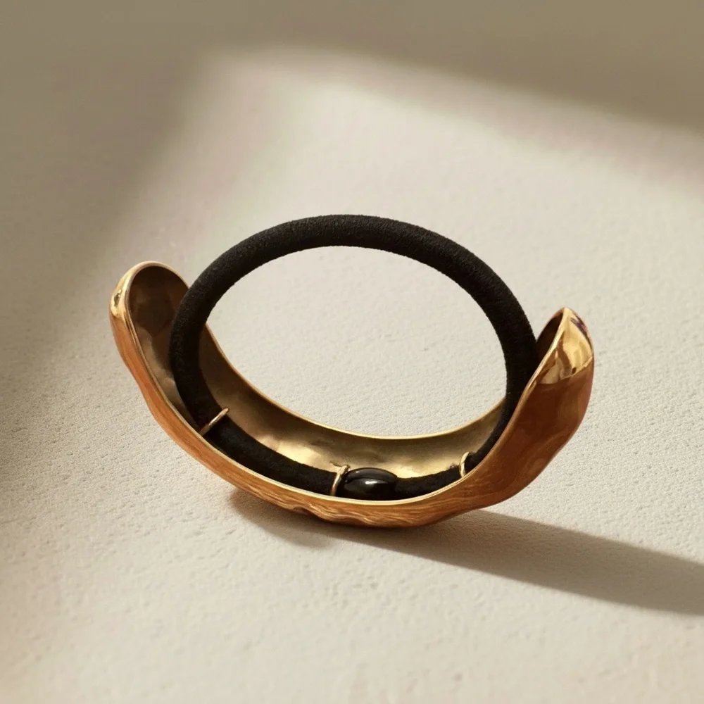 18K Gold Plated Stainless Steel Irregular Cuff Waterproof Chunky Bangle